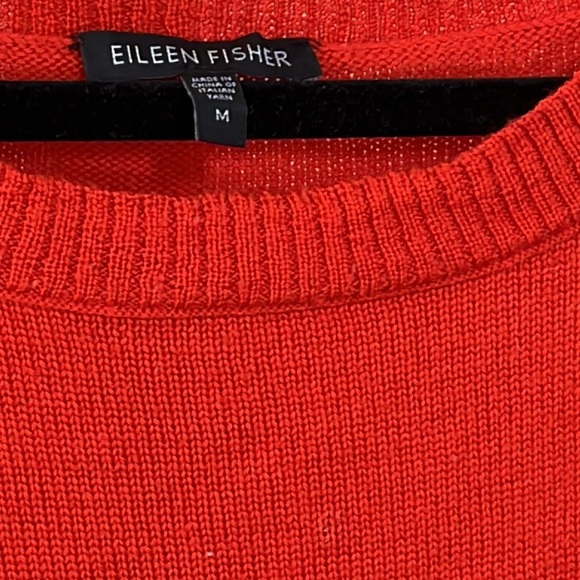Eileen Fisher M 100% Merino Wool  beautiful deep orange. Wide ribbing at sides. - Picture 2 of 4